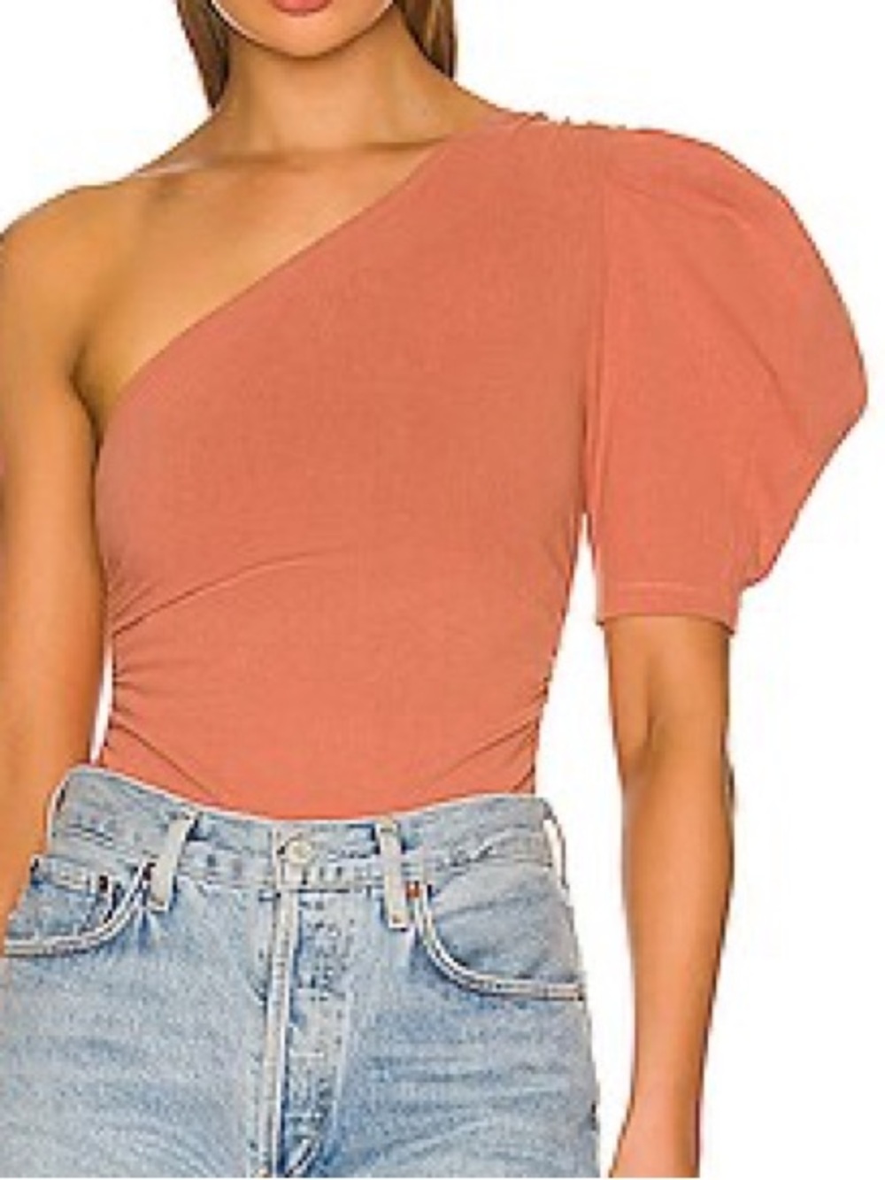 Free People puff One Shoulder Bodysuit size US XL - colour rust/orange